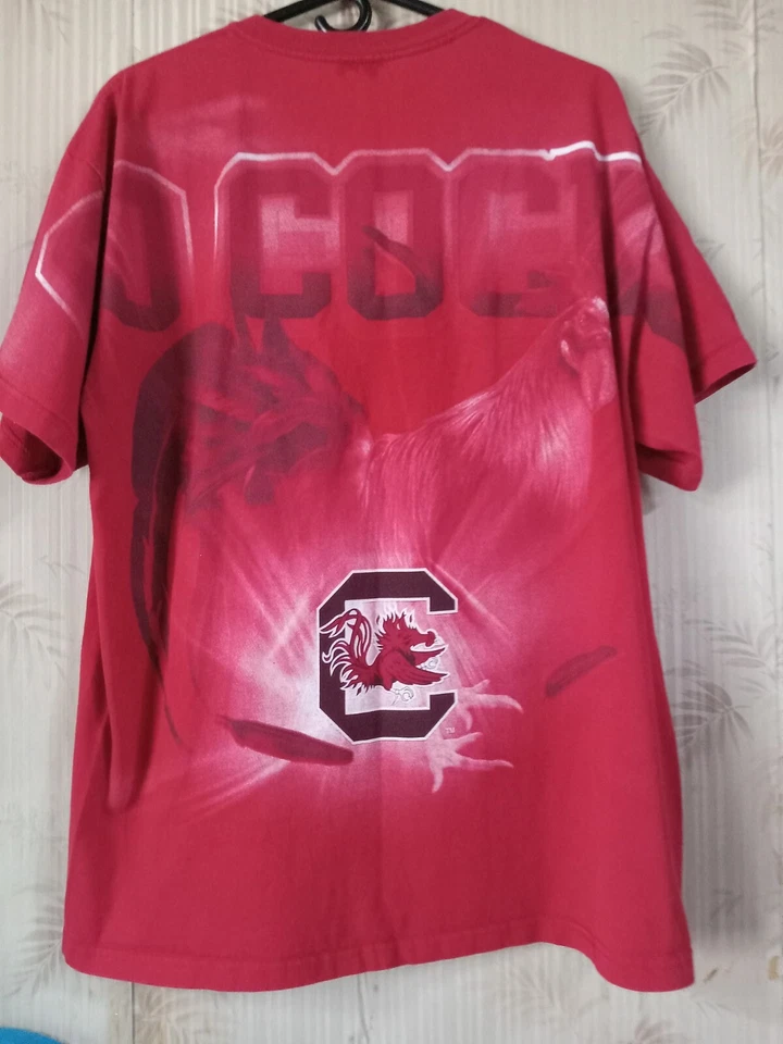 Vintage Rare Gamecocks T Shirt 90's South Carolina All Over Cock Print SZ XL - Image 3 of 4