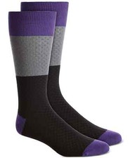 Alfani Men's Alfatech Textured Check Socks Size 7-12 2 Pairs  Same Day Ship 