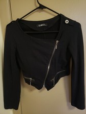 Cropped Jacket Unisex Women's Cardigan Black Small