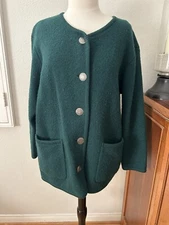 VINTAGE GREEN WOMAN'S CARDIGAN THE EAGLE'S EYE LARGE 100% WOOL