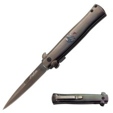12 PACK PUNISHER ALL BLACK Stiletto Spring Assisted Open Pocket Knife