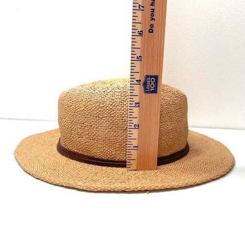 90s Raffia Straw Bucket Hat Western Ranch Bohemian Tan Girls One Size - Picture 10 of 10