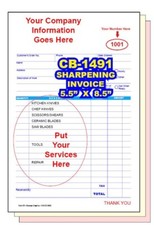 KNIFE -TOOL SHARPENING INVOICE  2 or 3 Part Carbonless Forms