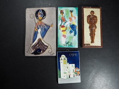 4 x Vintage Keramik Plaketten/Fliesen - Ritter, Capri, Claude Hill, Mila