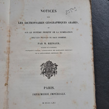 Notices sur les dictionnaires géographiques Arabes et numération REINAUD 1861