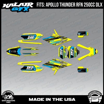 Graphics Kit for Apollo RFZ Thunder 250 (All) Warrior Series-YELLOW