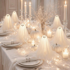 3 Pcs Halloween Decorations Light Ghost Table Decor LED Ghost Lamp