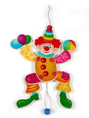 Holzspielzeug Hampelmann Clown BxLxH 230x25x360mm NEU Spielfigur Hampelfigur 