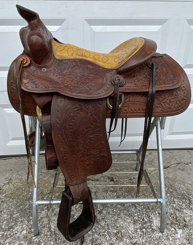 Super QUALITY 15-1/2" 15" HeavyDuty HAND TOOLED Vintage RANCH Saddle~FQHB~SOLID
