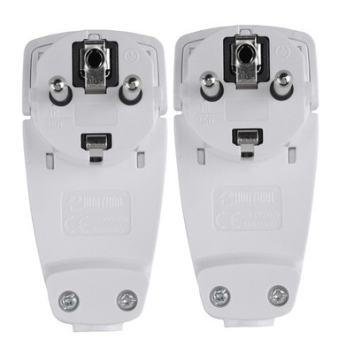 2X (2pcs White Schuko Flat Angled Plug, 250V Flat Schuko Plug (16 A4403