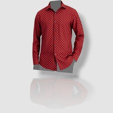 Alfani Men's Red Slim-Fit Long-Sleeve Dress Shirt Size 17-17.5 34-35