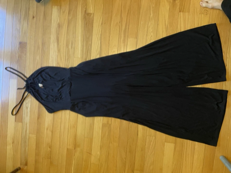 Macacão Anthropologie Maeve Feminino Corinna Halter Tamanho S Flowy Perna Larga Preto - Imagem 3 de 4