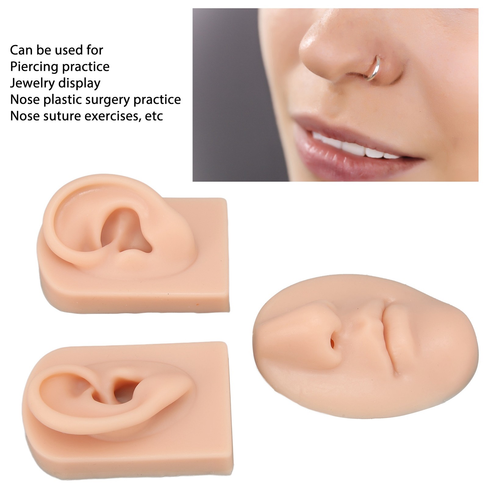 ༝3D Nose And Mouth Model Silicone Ear Model Simulation Display Props For Pier