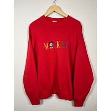 Vintage Mickey  Co Disney Sweatshirt Red Embroidered Mickey Mouse Large USA