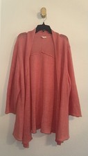 Eileen Fisher Hemp Open Front Knit Cardigan Sweater Cover Up LS Womens 1X Salmon