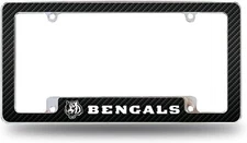 Cincinnati Bengals Metal License Plate Frame Chrome Tag Cover Carbon Fiber...
