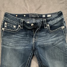 Miss Me Women s Blue Medium Wash Bootcut Denim Jeans Embroidered Embellished