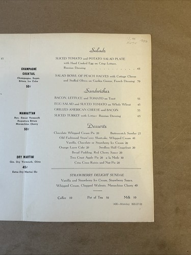 Vintage 1950 Menu Childs Restaurant INV-P0579 - Picture 6 of 7