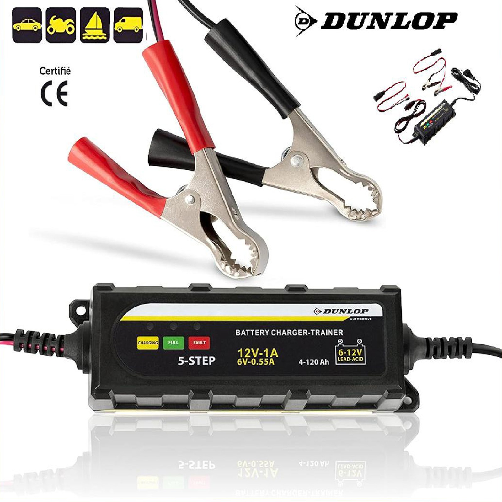 Chargeur Batterie Dunlop 6V 12V pour Résoudre les Problèmes de Démarrage