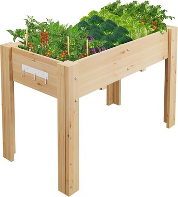 47x30x22Zoll erhöhtes Gartenbett mit Beinen Haken erhöhte Holz Patio Planter Box