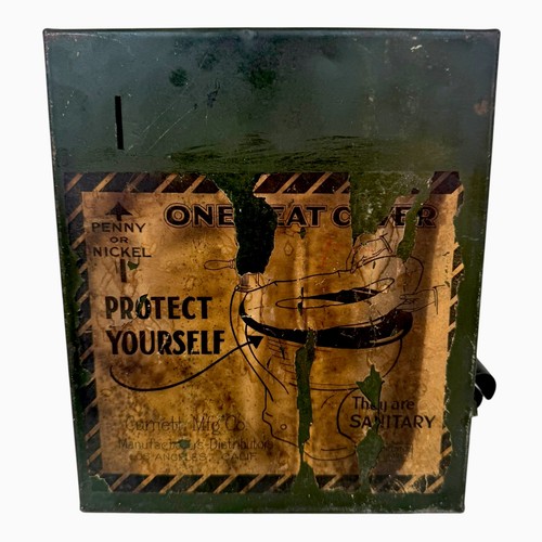 Vintage Original Coin Operated Bathroom Seat Protector Dispenser Antique c1920 a