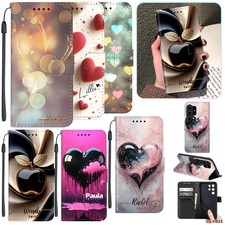 Personalized Name Case For Samsung S25 A17 A36 Heart Design Wallet Leather Cover