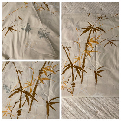 VTG 70's SPRING MILLS ASIAN BAMBOO & BUTTERFLIES PERCALE FLAT SHEET SZ KING