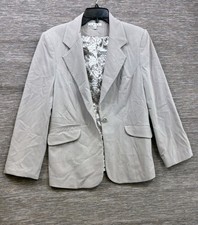 CAbi Women  s Beige One Button Blazer Jacket Lined Long Sleeve Polyester Size 12