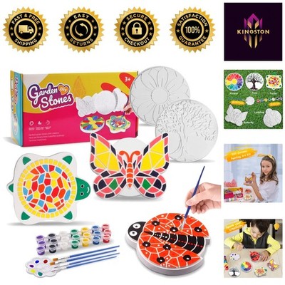 Creative Outdoor Painting Kit: 5 Stepping Stones with Butterflies, Trees & More