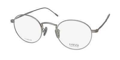 NEW LOZZA VL2298 GLASSES FULL-RIM MENS 48-23-145 0580 OVAL SILVER TITANIUM