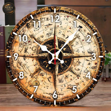 25cm Modern Wall Clock – Ocean-Themed Compass Design for Home