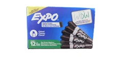 Expo Black Low Odor Dry Erase Marker, Chisel Tip ,Black-12 Ct