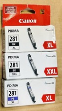 Lot Of 3 OEM Canon Pixma Ink Cartridges CLI-281XXL BK/CLI-281XL BK/CLI-281XL PB