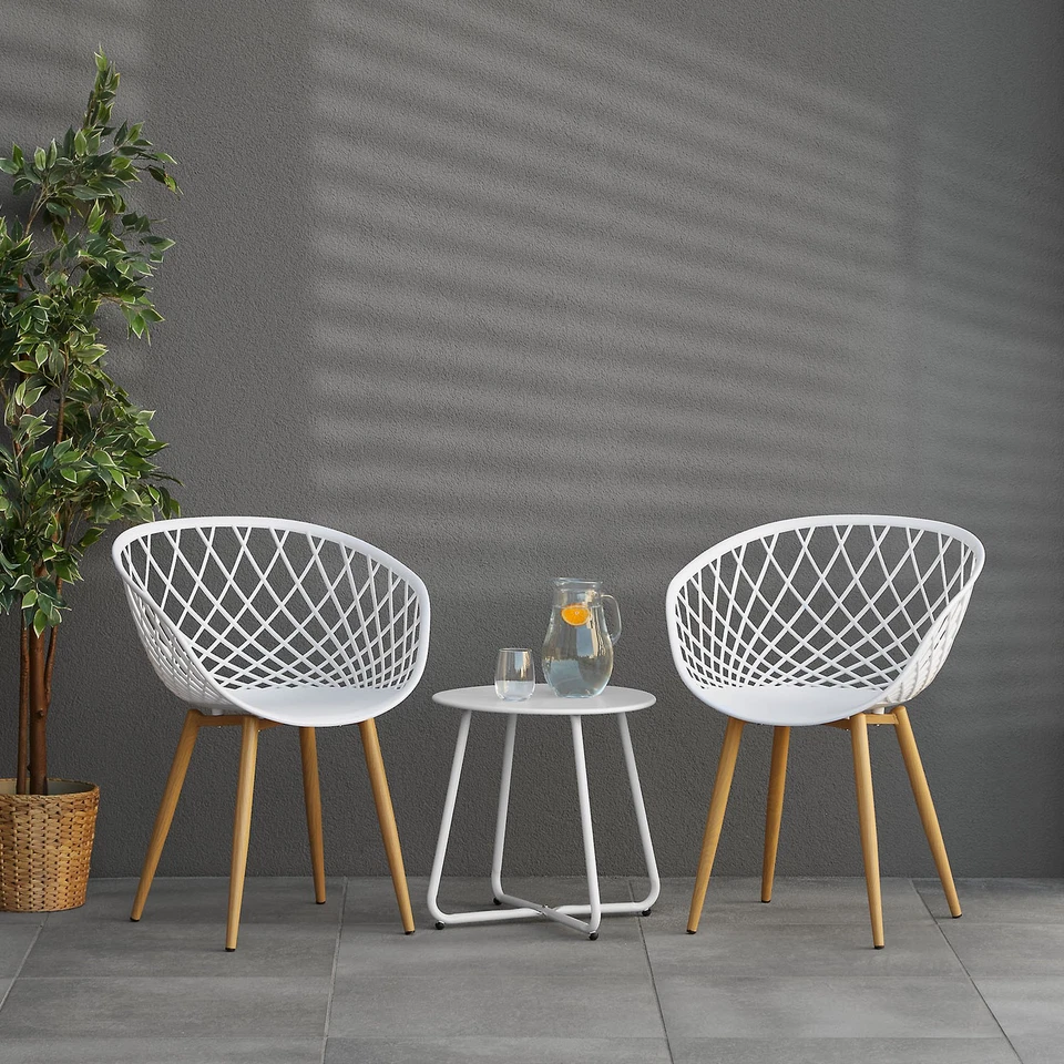 Chaise de jardin Lot de 2 avec accoudoirs Blanc Fauteuils Plastique Homestyle4u - Photo 1/4