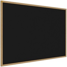 Pemberly Row Wood 3' x 4' Rubber Bulletin Board with Wood Frame in Black