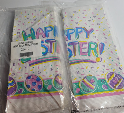    DeSigner Wear  Happy easter   Table Cover Size 48/96 Inches  2 Packages