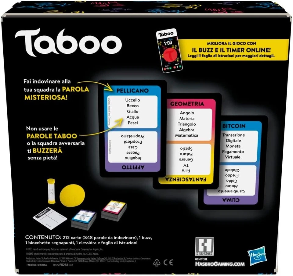 Hasbro F5254 Taboo classico gioco di società per 4 o più giocatori dai 13 anni i - Immagine 3 di 4