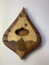 Moon Mountain Woods Inlay 3 String Door Harp Swedish Door Chime READ