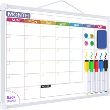 16" X 12" Calendar Whiteboard, Double-Sided Monthly Dry Erase Board