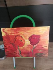 ORIGINAL Acryl Bild Gemälde Blumen Abstrakt Malerei Kunst Modern Mohn HANDGEMALT