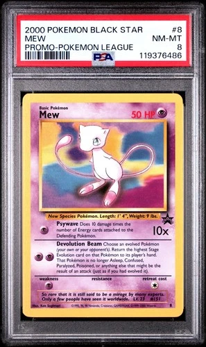 PSA 8 NM-MT Mew 2000 Black Star Promo League Rare Pokemon Card 8