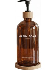 Amber Glass Hand Soap Dispenser Bathroom Set by - Hand Soap Dispenser for Kit...