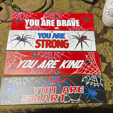 Spider-Man Marvel Motivational Wood Hanging Wall Plaques Set of 4 Spiderweb