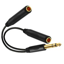 Sairps 1/4 Splitter Male to Dual 1/4" TRS Stereo Female Splitter, Black