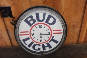 Vintage BUD LIGHT Budweiser Neon 19.5" Lighted Wall Clock Beer Bar Sign Rare