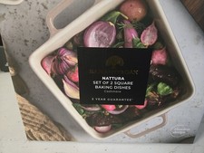 Barbary Oak Square Stoneware Baking Dishes Set of 2 Cashmere *New In Sealed Box*