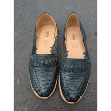 Stephy Women's Huarache Leather Woven Sandals Sz 7 Espadrille Slip On Shoes