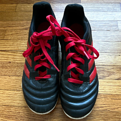 adidas Copa Boys' Youth Soccer Shoes Non-Marking Sole - Black/Red, US 7