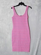Womens Body Con Tank Midi Dress Pink Striped Forever 21 Size Small Cotton/Spandx