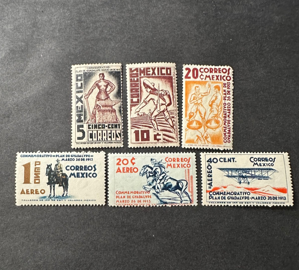 Mexico 1938 Sc# 737-39, C82-84, 25th Anniversary Plan of Guadalupe MNH FREE SHIP